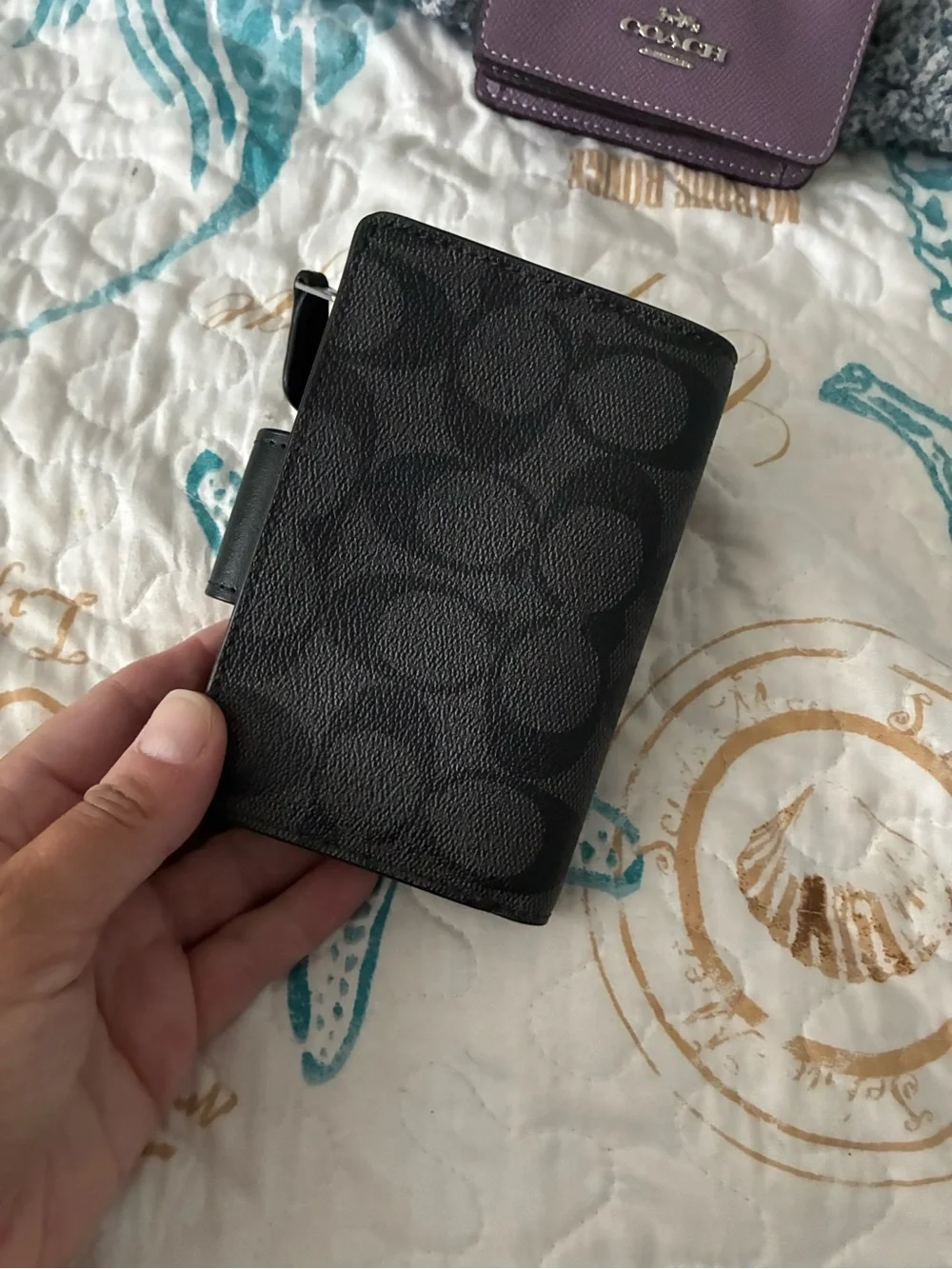 Coach Black Signature Wallet Phone Case with Logo Snap